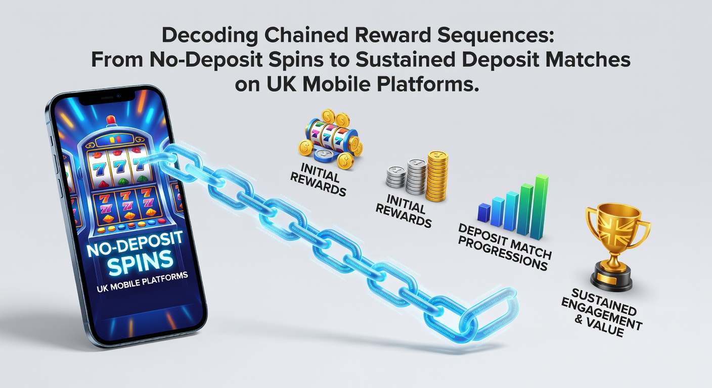 Mobile slot interface displaying chained bonus progression from free spins to deposit matches