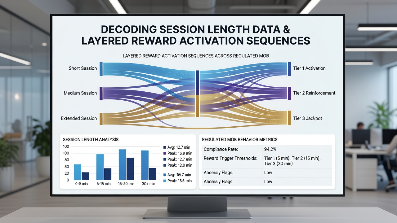 Analytics dashboard showing session length distribution and corresponding reward activation timelines