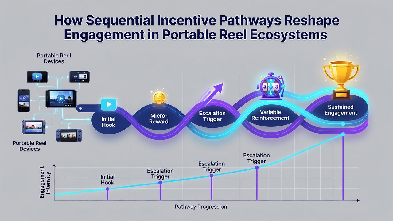 Illustration of bonus chain progression showing connected reward stages on a tablet device