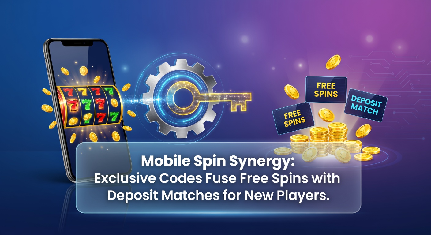Smartphone displaying a mobile casino app with active bonus code interface, free spins tally, and deposit match progress bar