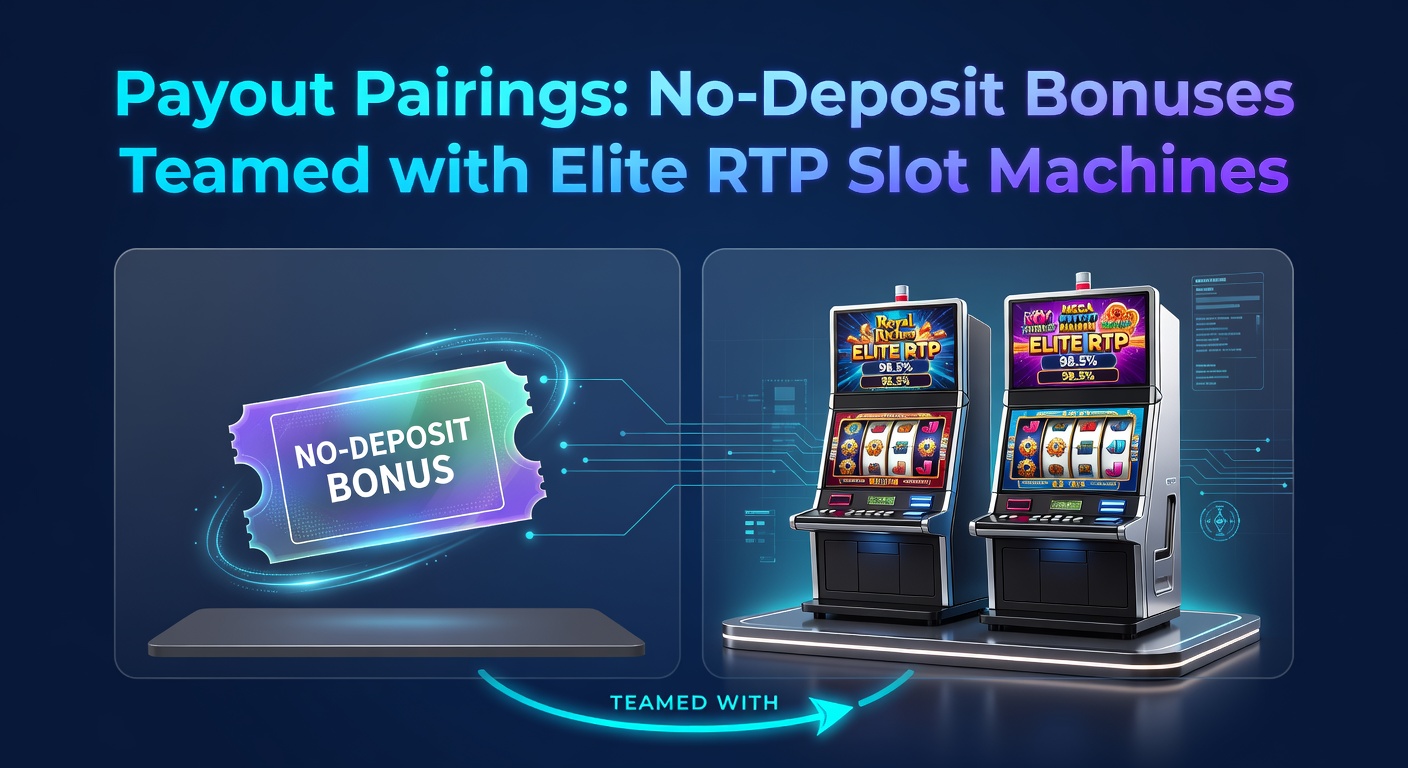 Vibrant slot machine reels spinning with glowing bonus symbols and high RTP indicators, showcasing no-deposit bonus pairings in action