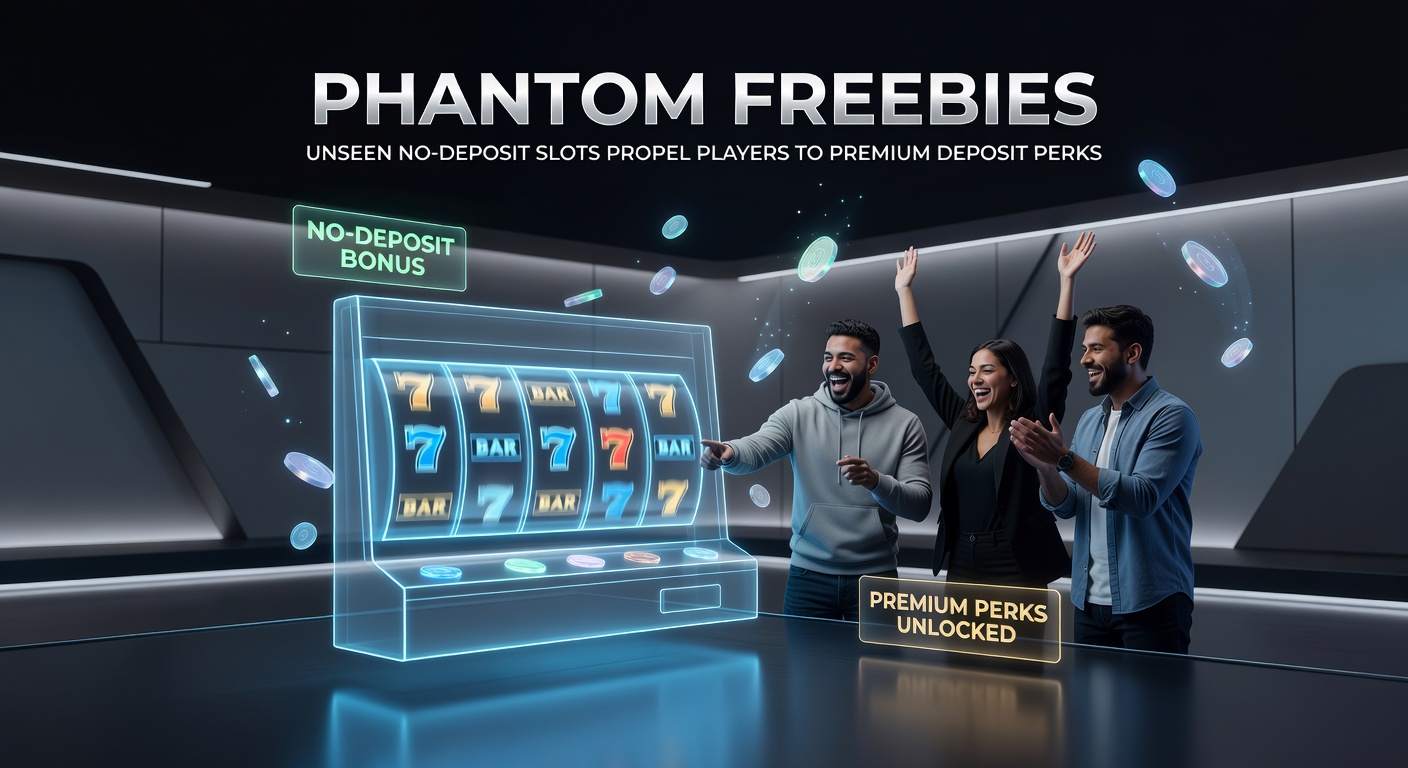 Dashboard screenshot showing no-deposit spins transitioning to glowing deposit bonus offers on a slot platform