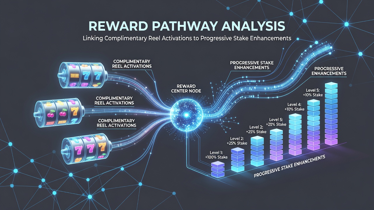 Data visualization of reward pathway flows from free spins to stake levels