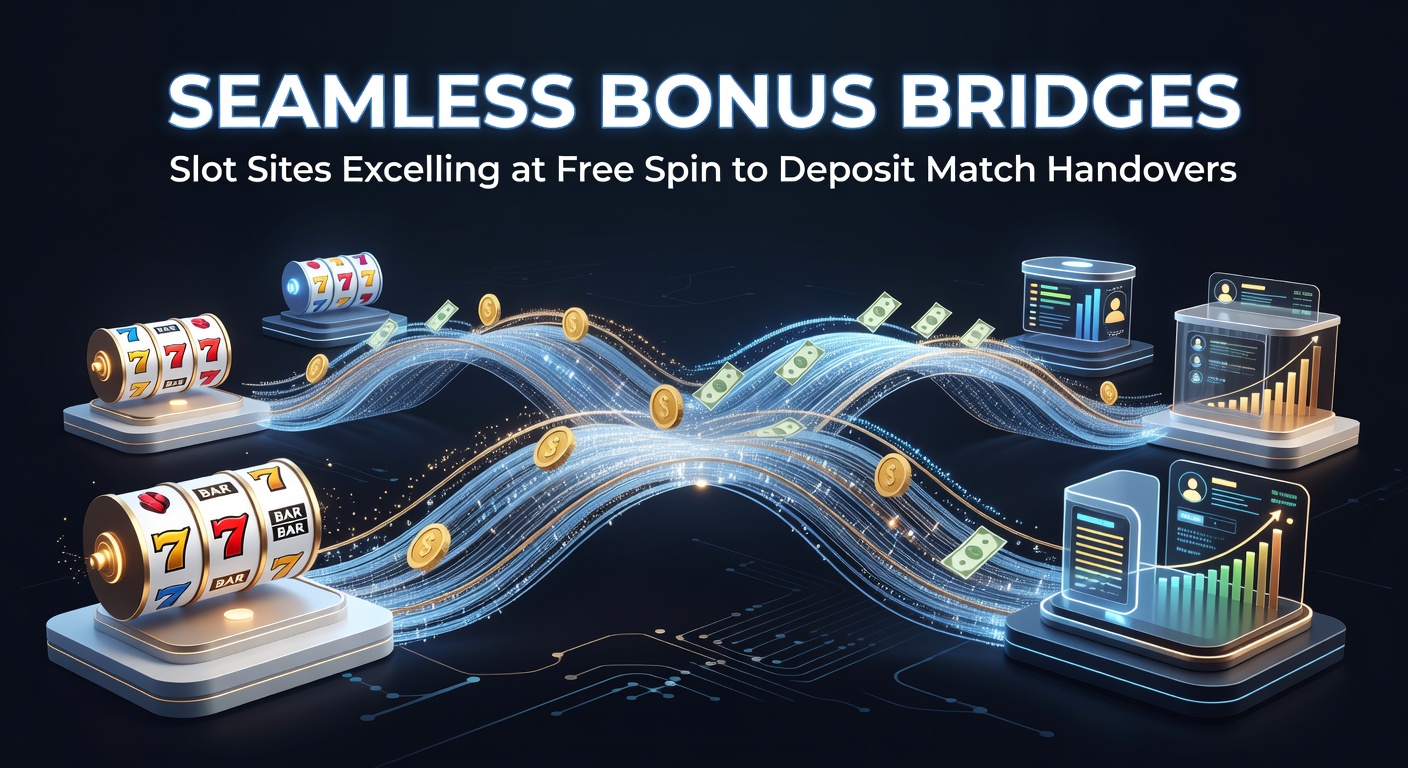 Vibrant slot reels transitioning from free spins to glowing deposit bonus activations, illustrating seamless bonus bridges in online gaming