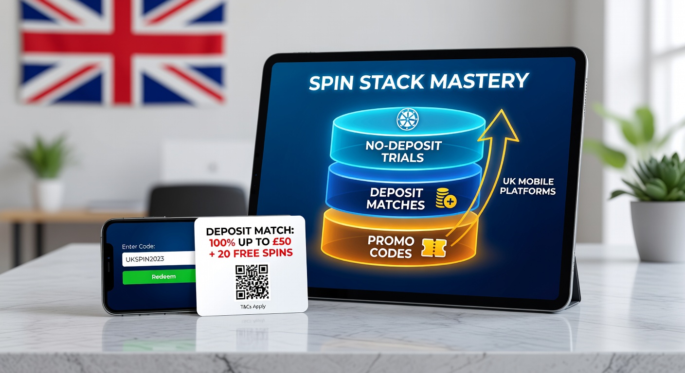 Mobile slot screen showing layered bonus spins and promo code entry on a UK casino app