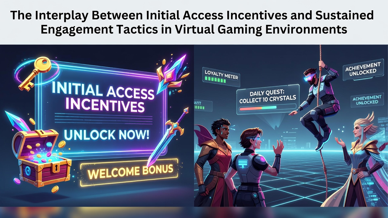 Visual representation of initial access incentives displayed across virtual gaming interfaces