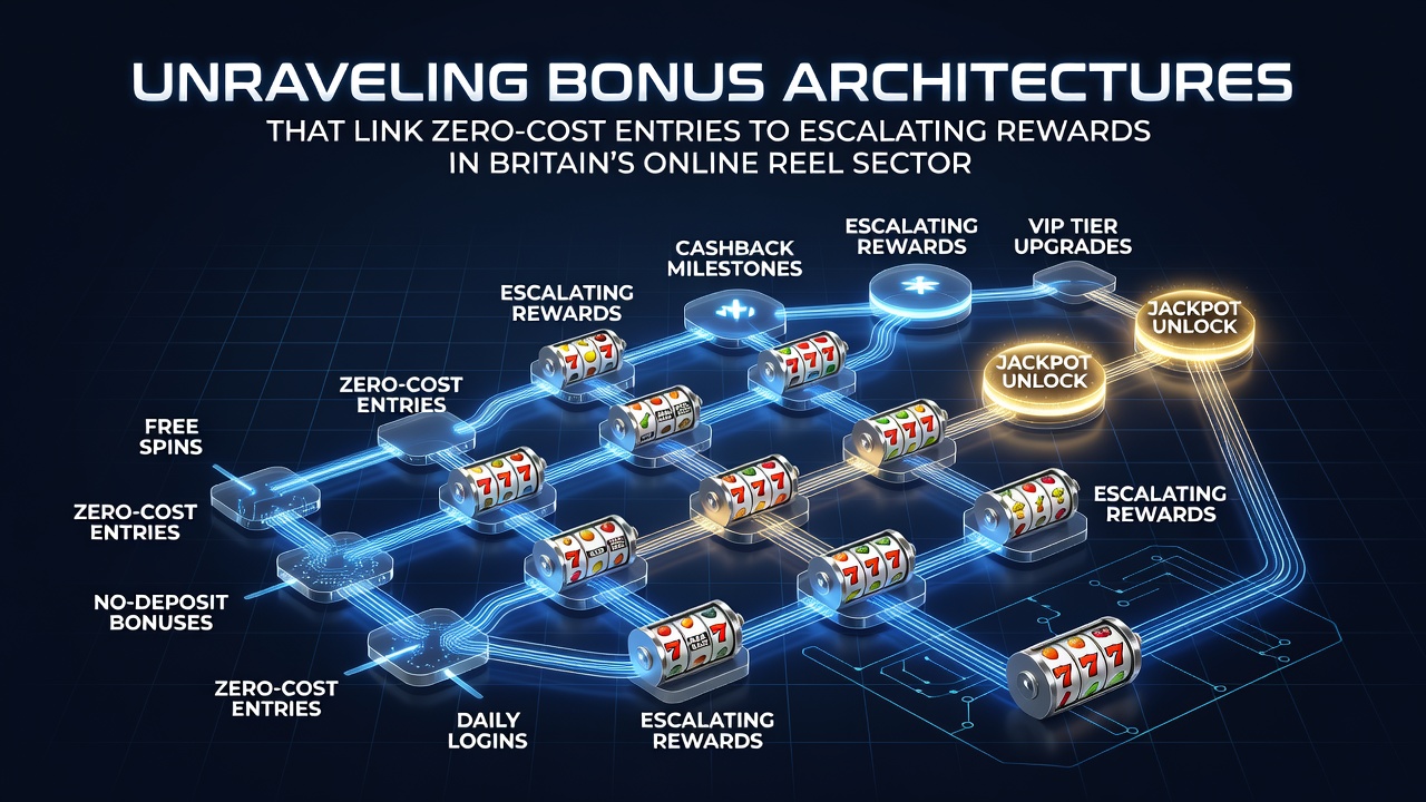 Diagram illustrating bonus architecture flows from free entries to tiered rewards in online slots